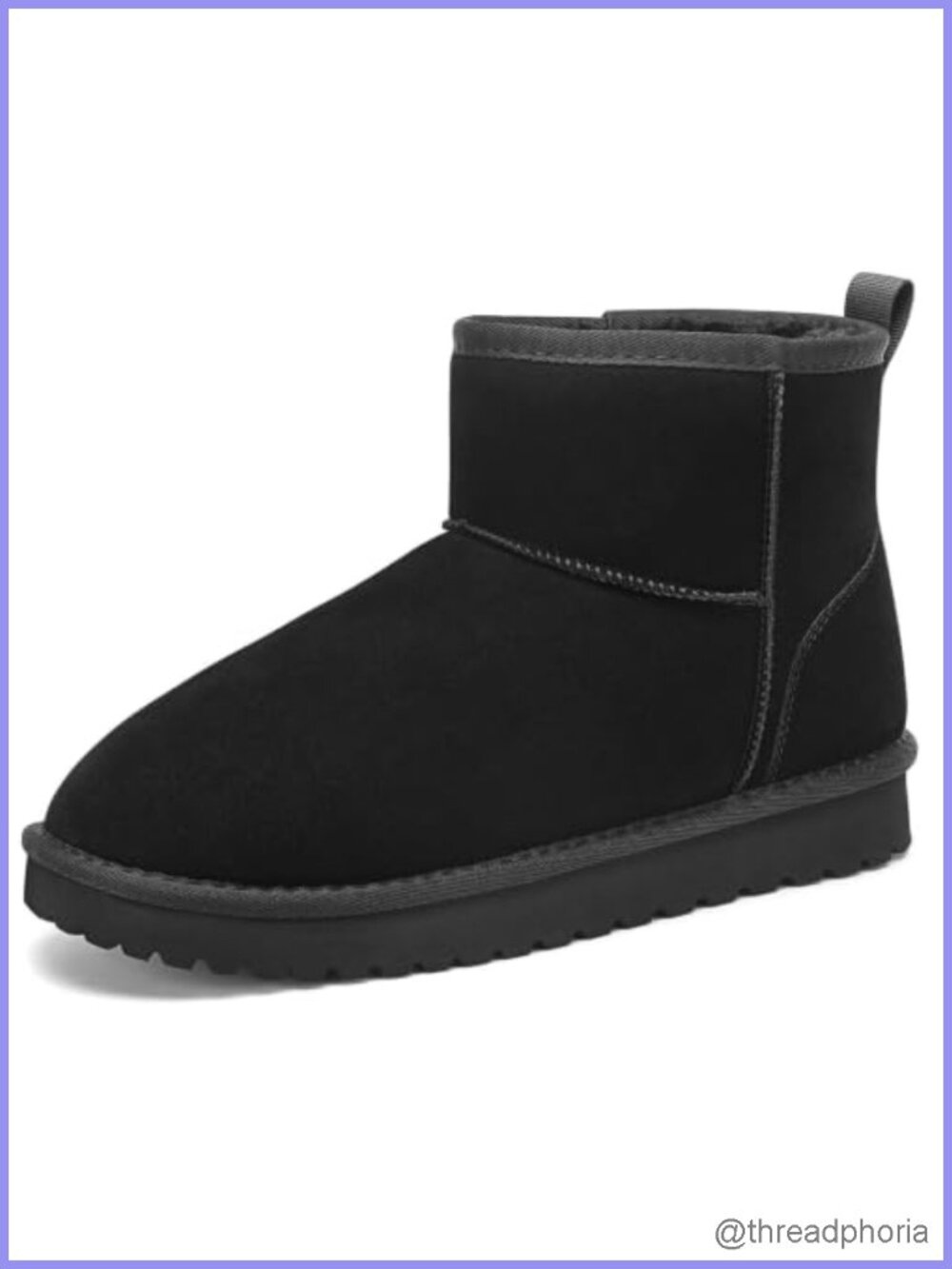 Faux Lamb Fleece Lined Suede Ankle Snow Booties Water Resistant